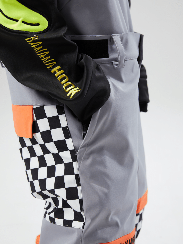 Banana Hook Grey Chess Bibs