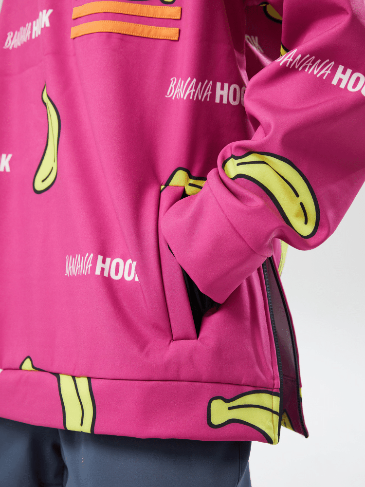 Banana Hook Fruit Logo Pullover Fleece Hoodie - Pink