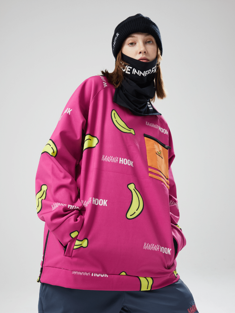 Banana Hook Fruit Logo Pullover Fleece Hoodie - Pink
