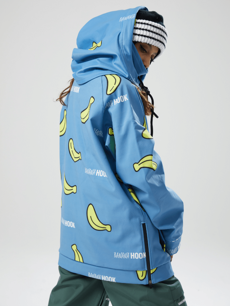 Banana Hook Fruit Logo Pullover Fleece Hoodie - Blue