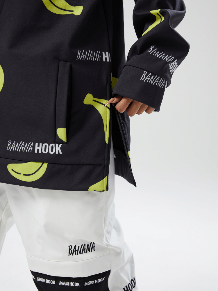 Banana Hook Fruit Logo Pullover Fleece Hoodie - Black
