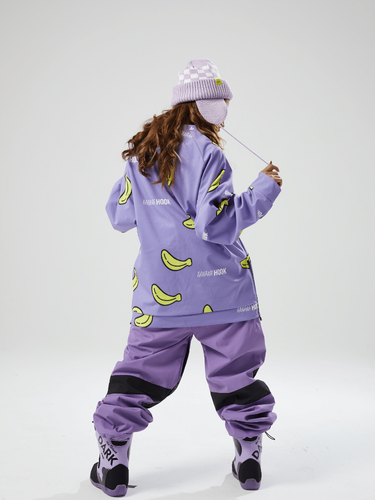 Banana Hook Fruit Logo Pullover Fleece Hoodie - Purple