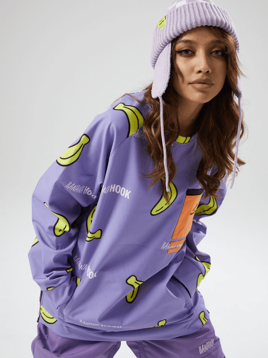 Banana Hook Fruit Logo Pullover Fleece Hoodie - Purple